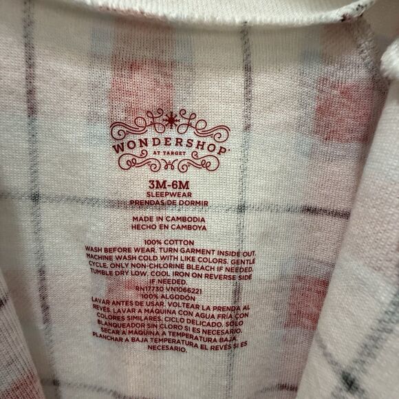 Wondershop Target Baby Size 3-6 Red Plaid Matching Family Sleep Footed Pajamas - Picture 4 of 9